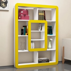 Estante Orkide – Branco/Amarelo – 108,4x140x21,8 cm