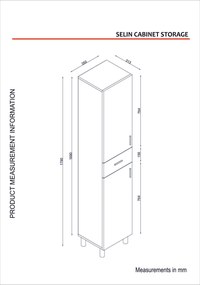 Armário de Casa de Banho Selin – Branco – 35x179x31,3 cm | Tribo Home