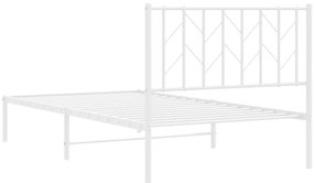 Estrutura de cama com cabeceira 100x190 cm metal branco