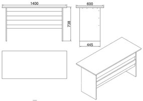 Secretária de Estudo VO1 – Branco – 140 cm x 73,8 cm x 60 cm