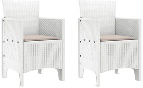 vidaXL Cadeira de Jardim 2 pcs Branco 53 x 49 x 85 cm PP