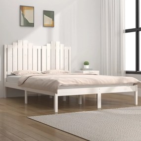 vidaXL Estrutura de cama pequena casal 120x190 cm pinho maciço branco