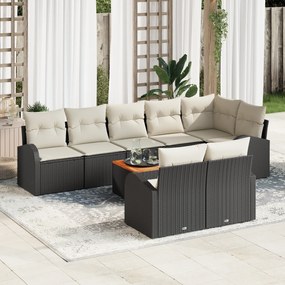Conjunto de Sofá de Jardim de 9 Peças com Almofadas Preto Rattan Polím