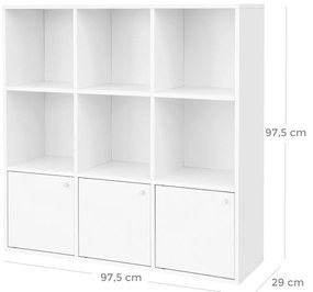 Estante cubos 3 portas armário 97,5 x 30 x 97,5 cm branco