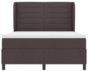 Cama Box com Colchão Castanho Escuro 140x200 cm em Tecido