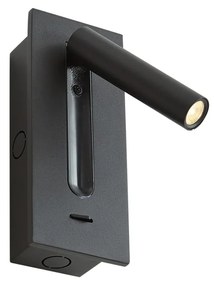Candeeiro de parede moderno preto incluindo LED - Plaza Moderno