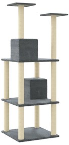 Árvore p/ gatos c/ postes arranhadores sisal 141cm cinza-escuro