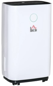 HOMCOM Desumidificador Elétrico 4000ml 16L/Dia com 3 Modos 2 Velocidades Tela LED Luzes Indicadoras Temporizador 33,5x23x57cm Branco | Aosom Portugal