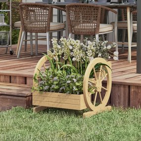 Floreira de Madeira com 3 Níveis para Exterior Design em Escada com Rodas e Orifícios de Drenagem 61x62x57 cm Madeira