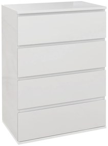 HOMCOM Cómoda com 4 Gavetas de Madeira Cómoda de Dormitório Cómoda Branca para Sala de Estar Estilo Moderno 55x33x80 cm Branco | Aosom Portugal