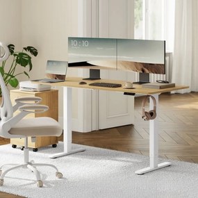 Secretária com altura ajustável eletricamente (SEM TAMPO) 59,6 x 90-140 x 72-120 cm Branco