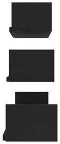 Prateleira de parede 3 pcs derivados de madeira preto