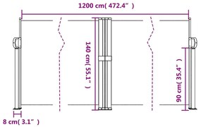 Toldo lateral retrátil 140x1200 cm creme