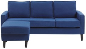 Sofá de 3 lugares com repousa-pés em tecido azul marinho AVESTA Beliani
