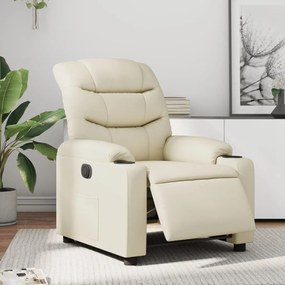 vidaXL Poltrona reclinável elétrica couro artificial cor creme