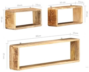 3 pcs conjunto de prateleiras de parede cubos mangueira maciça