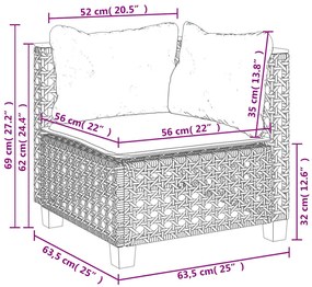 4 pcs conjunto de sofás para jardim c/ almofadões vime PE bege