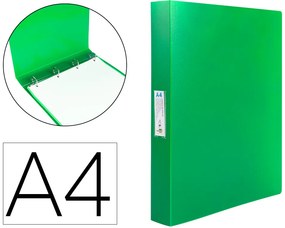 Pasta 4 Argolas 25 mm Mistos Polipropileno Din A4 Verde Maça Opaco