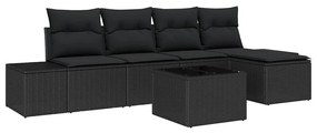 Sofá de Jardim Modular de 6 Peças com Almofadas em Rattan Sintético Be