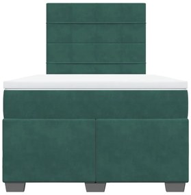 Cama boxspring com colchão 120x190 cm veludo verde-escuro