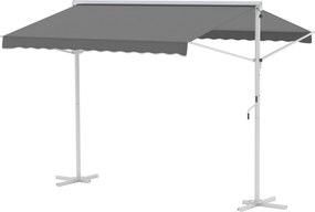 Toldo de dupla inclinação 3 x 3 m, manual, retrátil, inclinação ajustável, aço com revestimento epóxi branco, poliéster impermeabilizado
