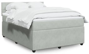 vidaXL Cama com molas/colchão 140x200 cm veludo cinzento-claro