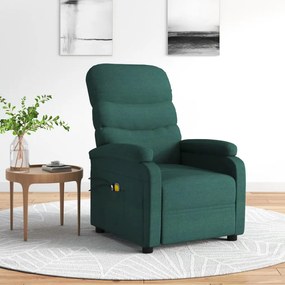 Poltrona de massagens elétrica tecido verde-escuro
