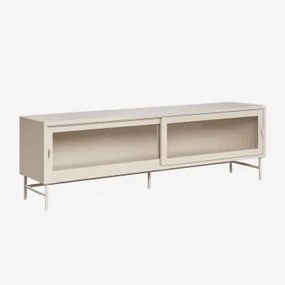 Móvel Tv 180x40 Cm Em Aço E Vidro Paoline Crema - Sklum