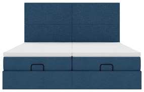 Estrutura de cama otomana com colchões 180x200cm tecido azul
