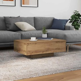 Mesa de centro vidaXL com luzes LED Carvalho Artesanal 85x55x31 cm