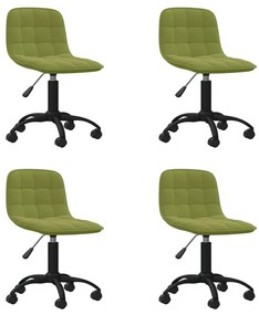 vidaXL Cadeiras de jantar giratórias 4 pcs veludo verde-claro