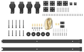 Kit de ferragens para porta deslizante 183 cm aço preto