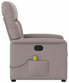 Poltrona de massagens reclinável tecido cinzento-acastanhado