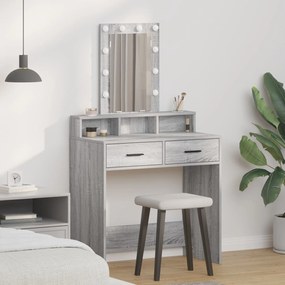 Mesa de Maquilhagem vidaXL com Luzes LED Cinza Sonoma 79x41x140 cm