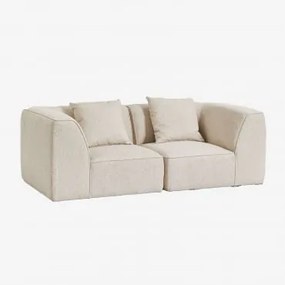 Sofá Modular Estofado Cardea De 2 Peças Bouclé Creme Bege - Sklum