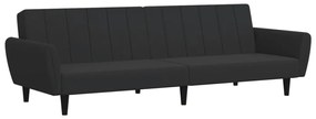 Sofá-cama 2 lugares c/ apoio de pés veludo preto