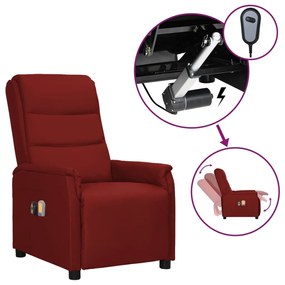 vidaXL Poltrona de massagens elétrica couro artificial vermelho tinto