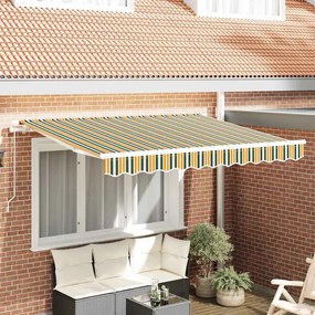 vidaXL Toldo Retrátil Manual Verde e Amarelo e Branco