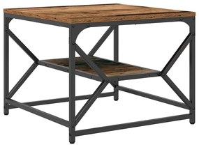 Mesa de centro vidaXL com prateleira em madeira envelhecida 51x50x40 c