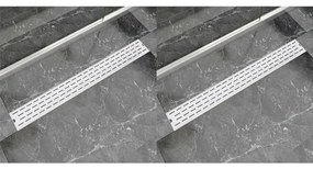 VidaXL Dreno de chuveiro linear 2 pcs linhas 930x140 mm aço inoxidável