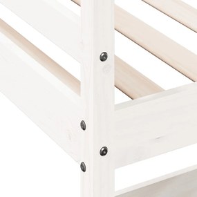 Cama alta com secretária 90x190 cm pinho maciço branco