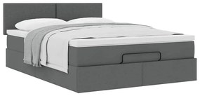 Cama otomana com colchão 140x190 cm tecido cinzento escuro