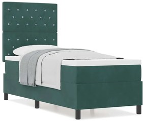 Cama Box Spring com Colchão Verde Escuro 80x200 cm Veludo