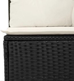 Conjunto de Sofá de Jardim de 13 Peças com Almofadas Preto Rattan Poli