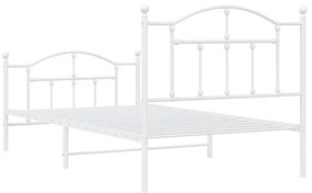 Estrutura de cama com cabeceira e pés 100x190 cm metal branco