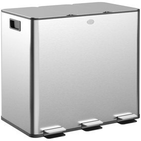 HOMCOM Balde de Lixo de Cozinha com 3 Compartimentos 3x15L Cubo de Lix