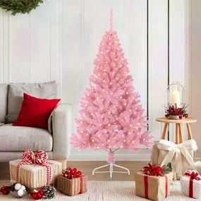 vidaXL Árvore de Natal Artificial Pré-iluminada Rosa 150 cm PVC