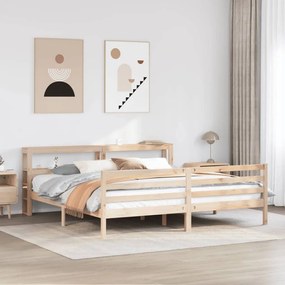 Estrutura de cama com cabeceira 200x200 cm pinho maciço