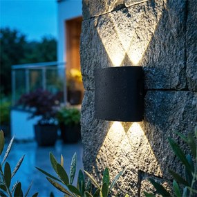 Candeeiro de parede exterior preto com LED 4 luzes IP54 - Silly