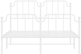 Estrutura de cama com cabeceira e pés 135x190 cm metal branco